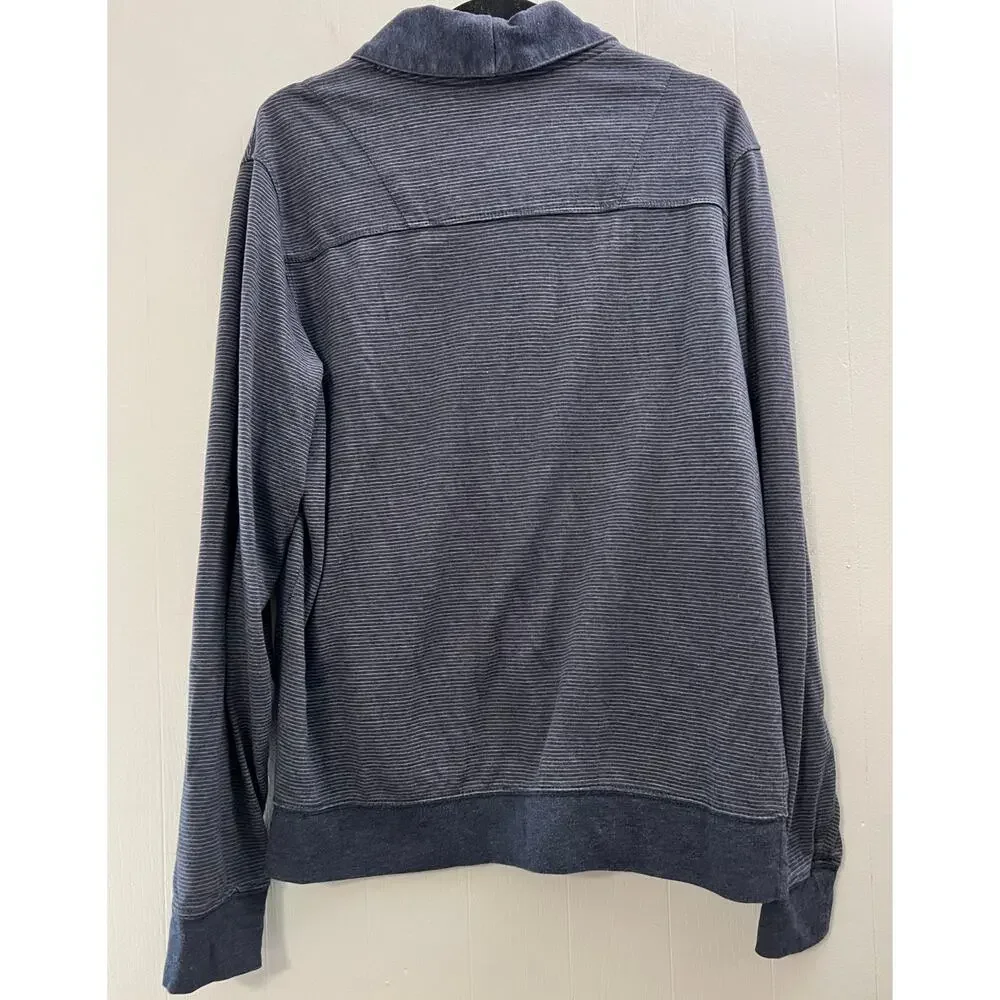 Men's Howe Blue Microstripe Button Front Cardigan Size Large